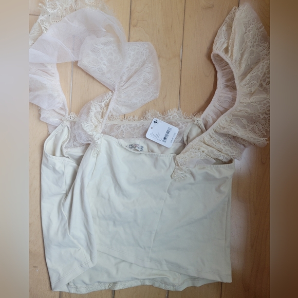 Free People Intimately Ivory Lace Boho Ruffle Strap Corset Top XL NWT - Picture 2 of 7